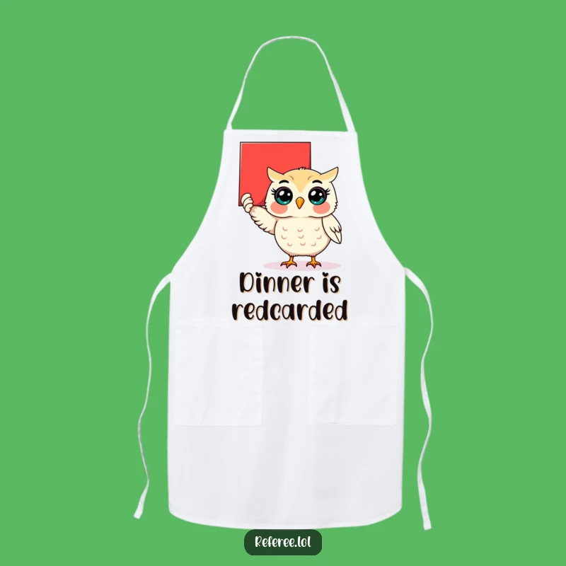 Funny Red Card Owl Apron: Referee Your Kitchen Creations!
