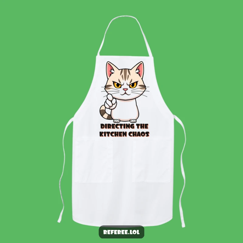 Funny Cat Pointing Apron: Chef's Command with Cute Assertiveness
