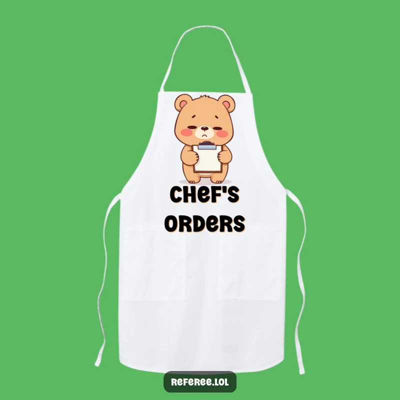 Funny Bear Clipboard Apron - Stern Cute Kitchen Supervisor