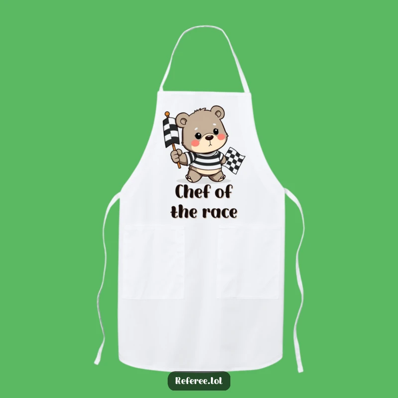 Funny Bear Race Flag Apron: Cook with Determination, A Bear Gift for Kitchen Victory!