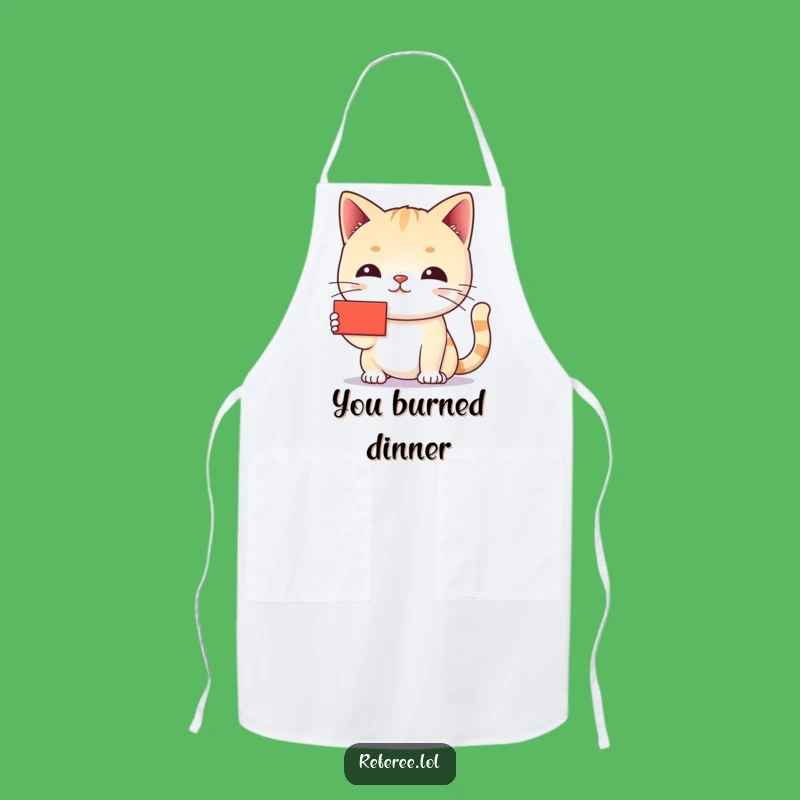 Funny Cat Red Card Apron - Kitchen Authority for Playful Cooks