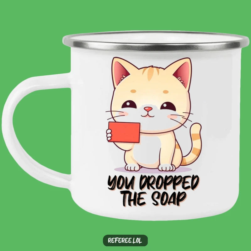 Funny Cat Red Card Camping Mug - Adventure Fuel for Stern Campers
