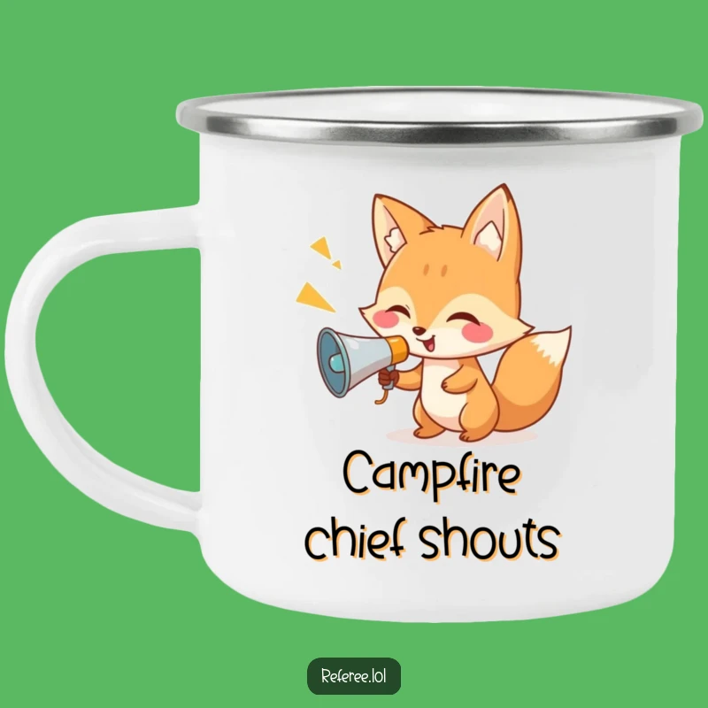 Funny Fox Megaphone Camping Mug: Shout Your Adventures with Hilarious Style
