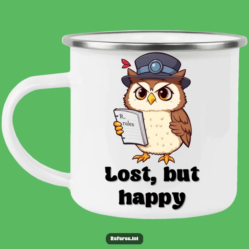 Funny Owl Campfire Mug: Bewildered Scholar for Outdoor Contemplation