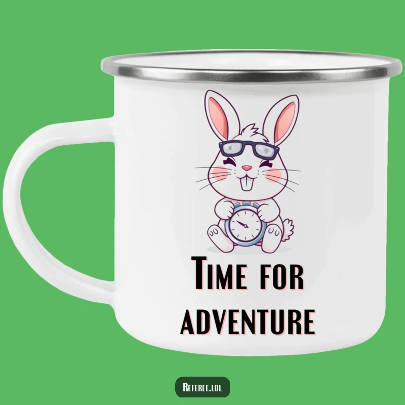 Funny Rabbit Stopwatch Camping Mug - Energetic Adventures, Determined Pace, Humorous Gift