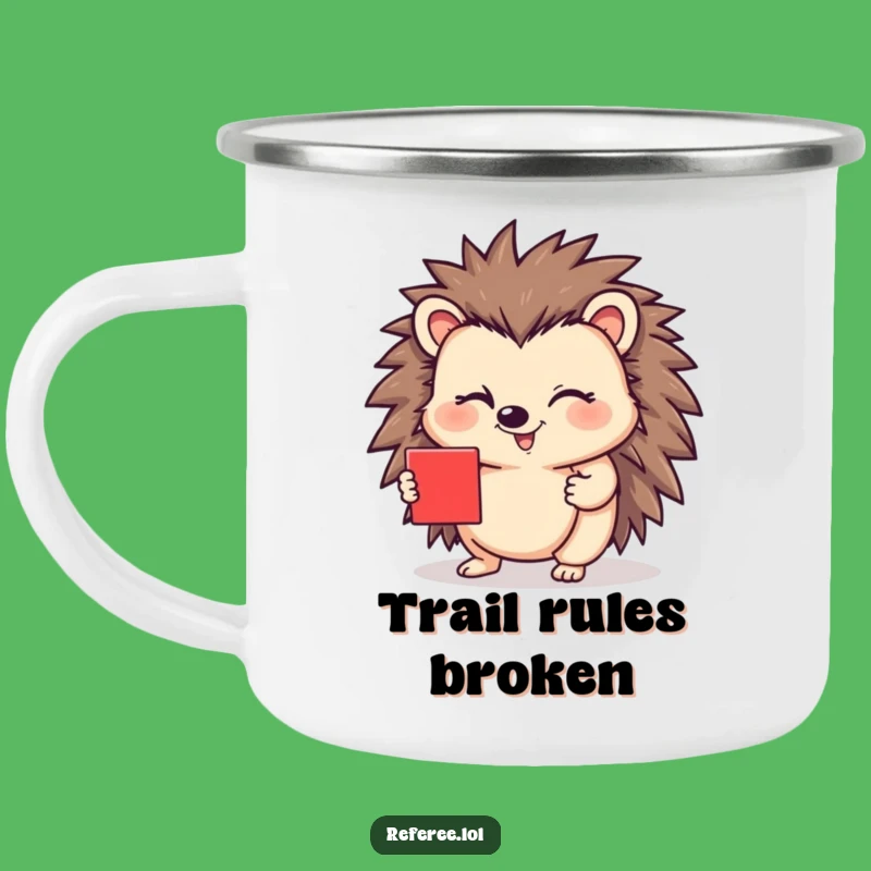 Funny Hedgehog Red Card Wink Camping Mug - Rugged and Hilarious Outdoor Companion!