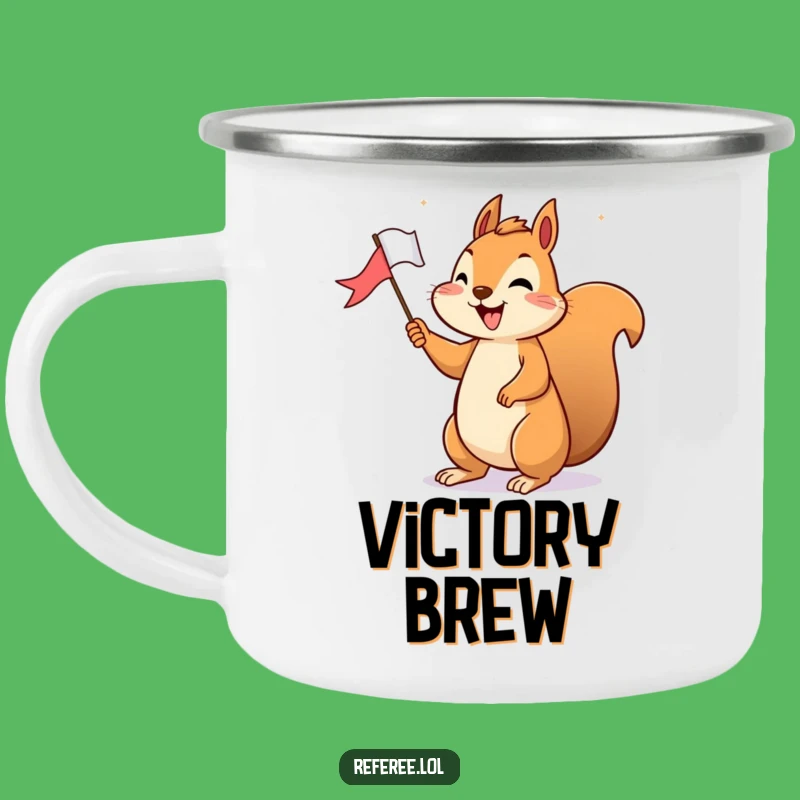 Funny Squirrel Victory Camping Mug: Adventure with Cheerful Success!