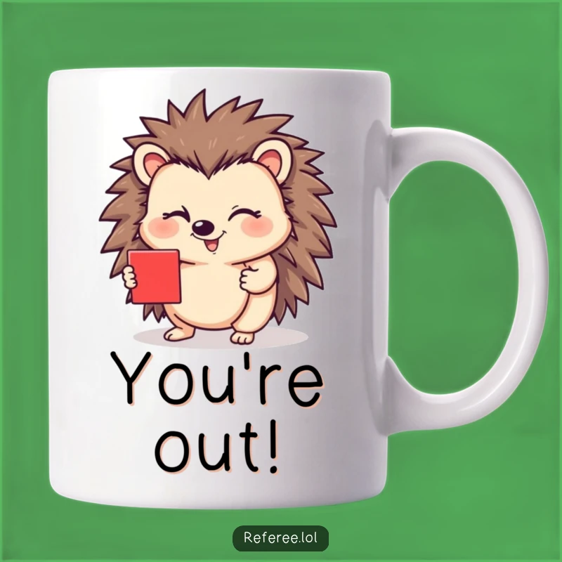 Funny Hedgehog Red Card Wink Mug - A Hilarious Gift for Soccer Fans and Pranksters!