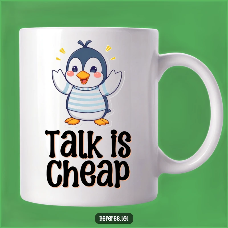 Funny Penguin Hand Signals Mug - Frantic Communication Humor Gift