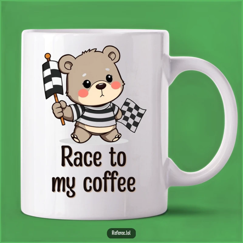 Funny Bear Race Flag Mug: Determined Bear Gift, Perfect for Winning Coffee Moments!