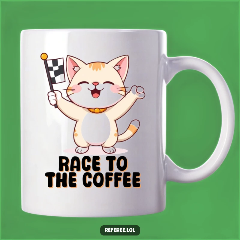 Funny Racing Cat Flag Mug: A Cheerful Gift for Cat and Race Lovers!