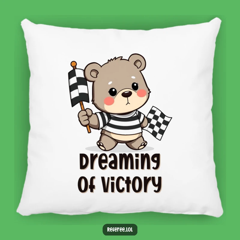 Funny Bear Race Flag Pillow: Soft and Determined, The Perfect Bear Gift for Cozy Victory!
