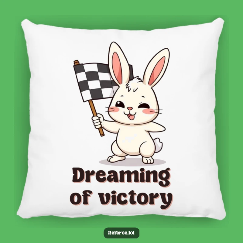 Funny Bunny Checkered Flag Pillow - Cozy Comfort with a Racing Flair
