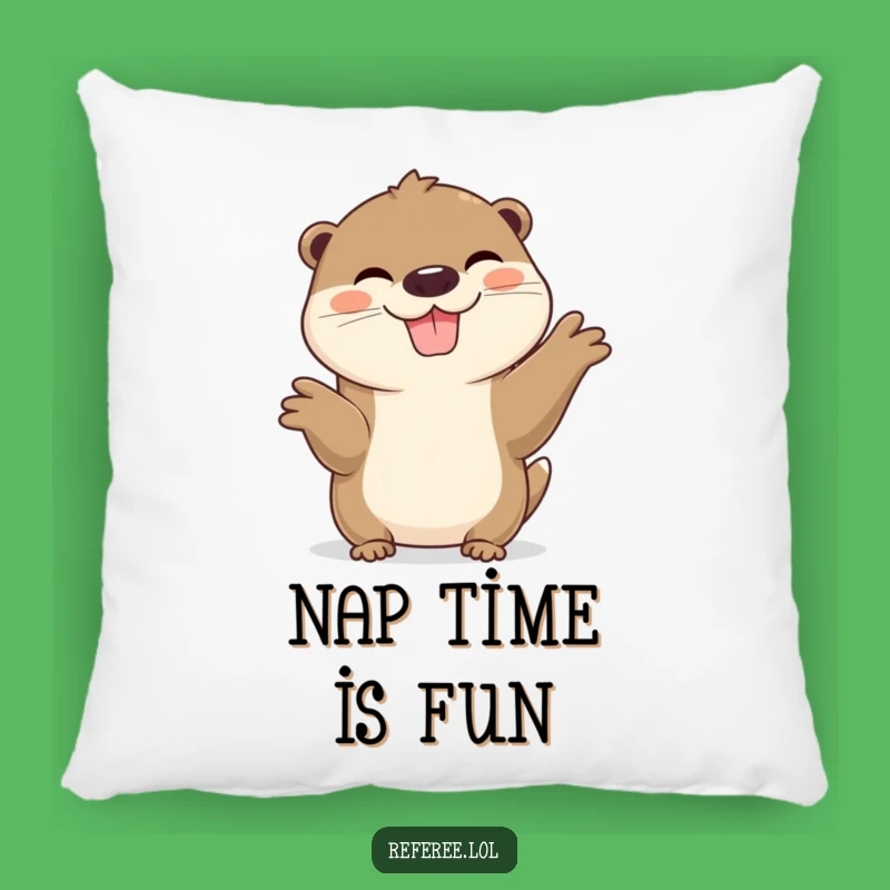 Funny Otter Pillow: Cozy Chenille with Wide Grin, Cute Home Decor Gift