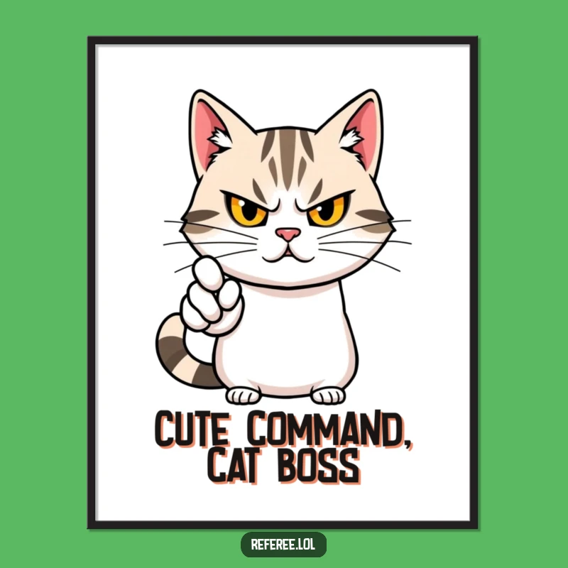 Funny Cat Pointing Digital Art: High-Quality Print for Assertive Walls