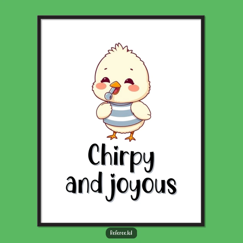Funny Chick Whistle Digital Art Print: Instant Cute Fluffy Chick Gift for Cheerful Decor!