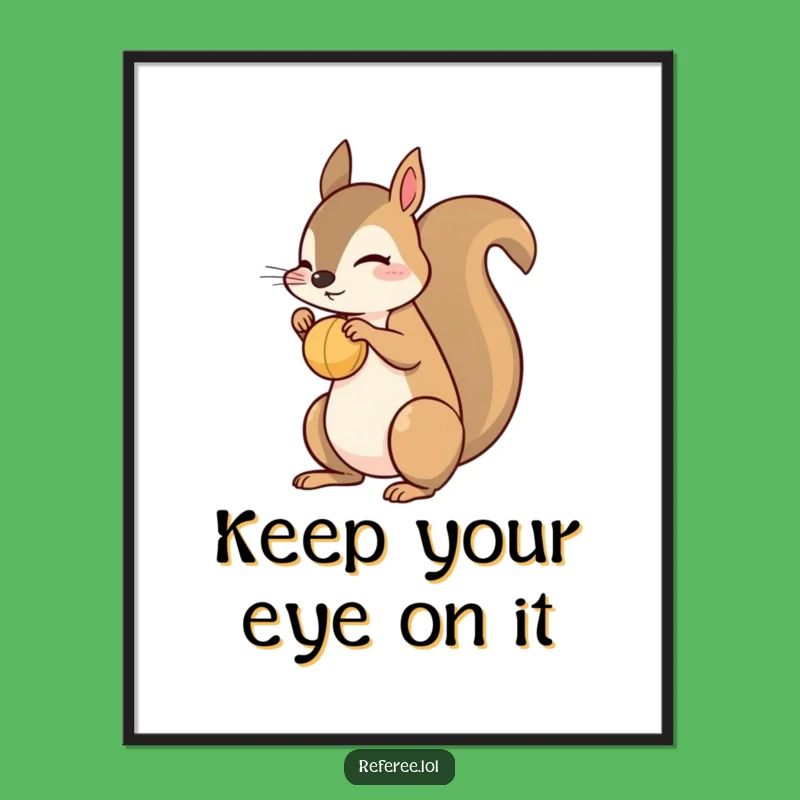 Funny Digital Squirrel Ball Bounce Print - Whimsical Wall Art Gift