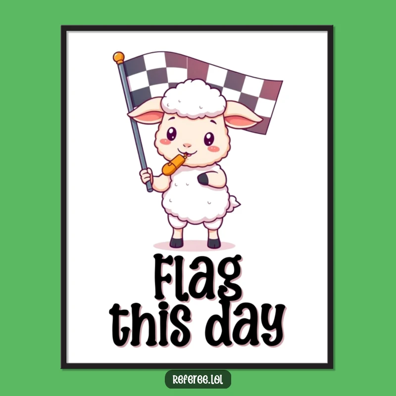 Funny Kawaii Sheep Referee Digital Art - Cute Game Print Gift