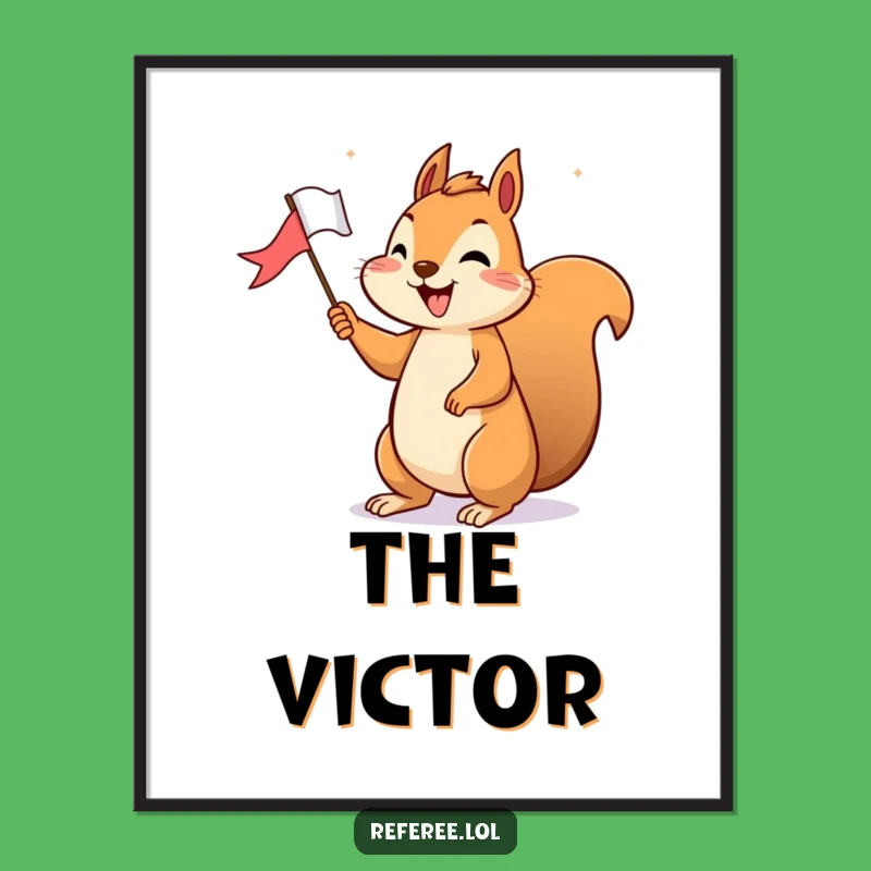 Funny Squirrel Victory Digital Art: Cheerful Celebration for Your Walls!