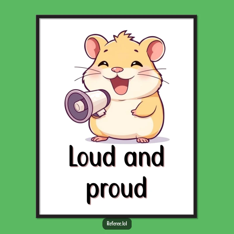 Funny Hamster Megaphone Grin Digital Print - Instant Loud Art for Your Walls!