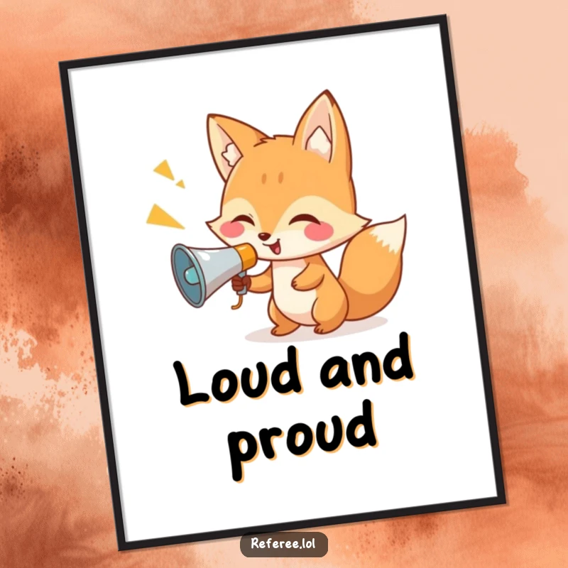 Funny fox megaphone artwork, perfect for printable wall decor, bringing instant hilarious instructions and command.
