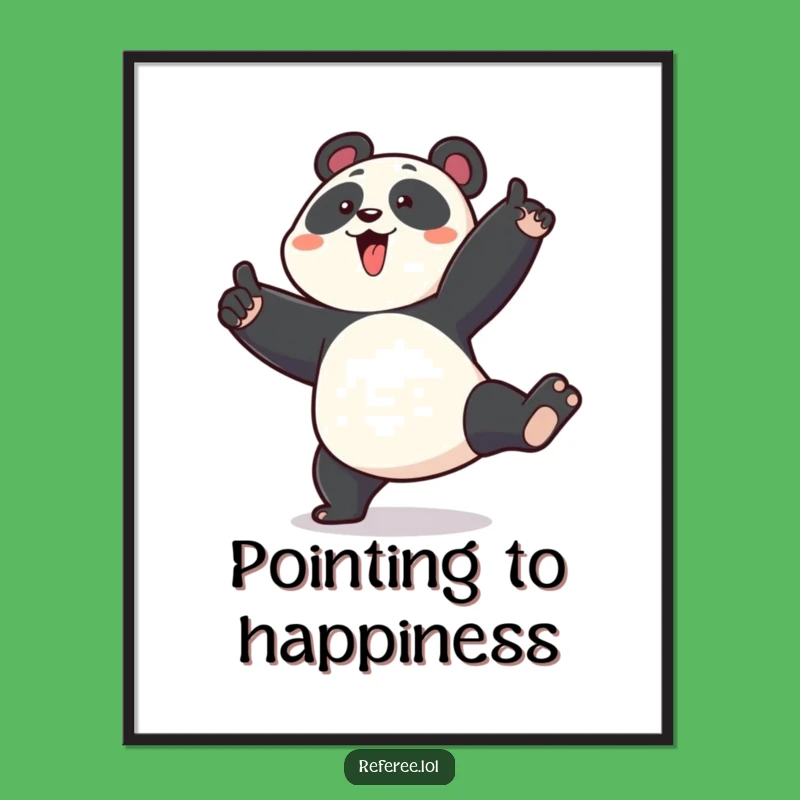 Funny Panda Stomp Digital Art - Enthusiastic Point Print, Hilarious Decor