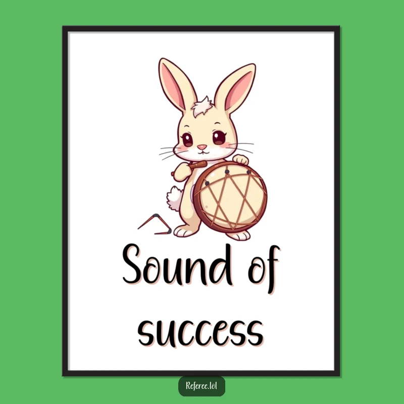 Funny Drummer Bunny Digital Art Print: Instant Hilarious Decor for Music Lovers