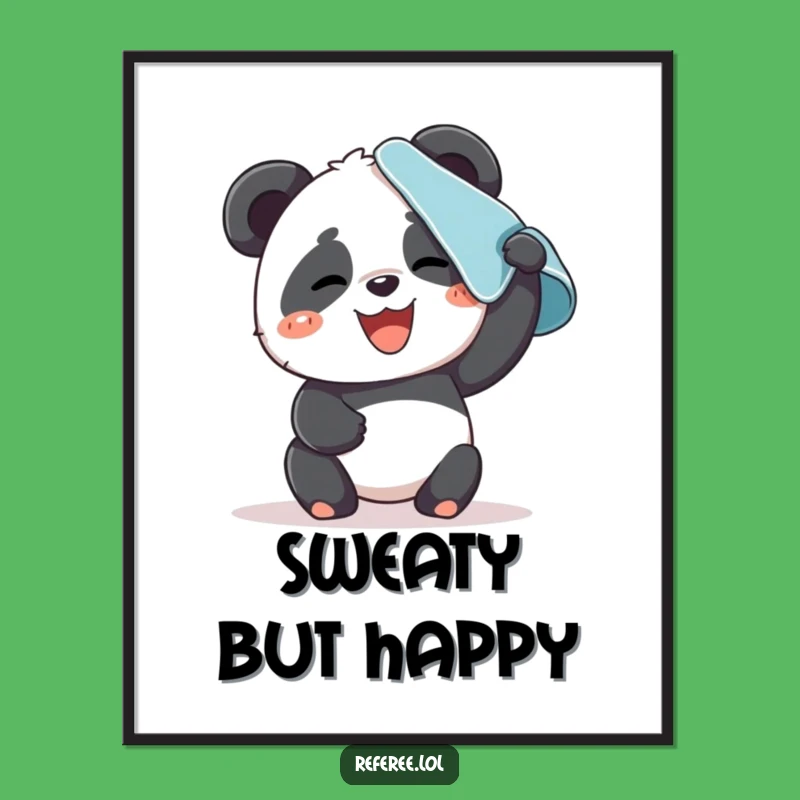 Funny Panda Sweat Digital Art: Effort Wall Decor, Perfect Gift Download