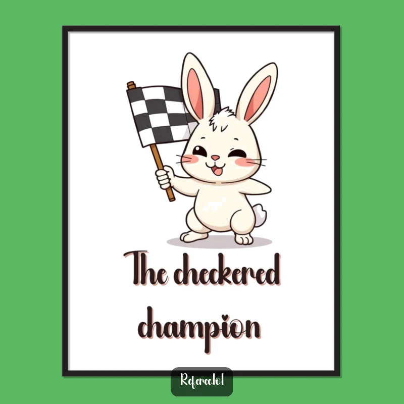 Funny Bunny Race Flag Digital Art - Instant Victory Graphics