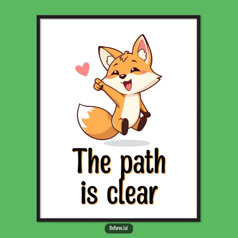 Funny Bouncing Fox Goal Pointing Digital Print - Instant Energetic Art for Your Walls!