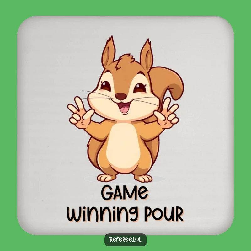 Funny Squirrel Touchdown Drink Coaster - Game Day Protection, Humorous Gift