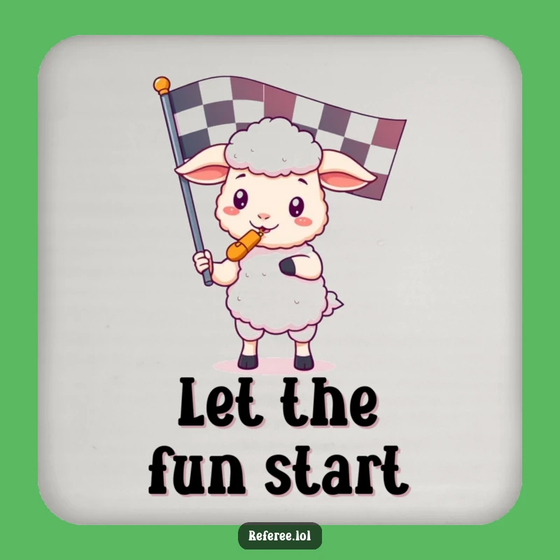 Funny Kawaii Sheep Referee Coaster - Cute Drink Protection