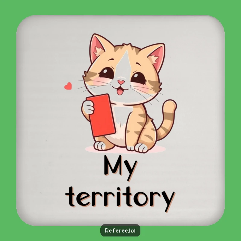 Funny Cat Swatting Card Coaster - Protect Surfaces with Humor