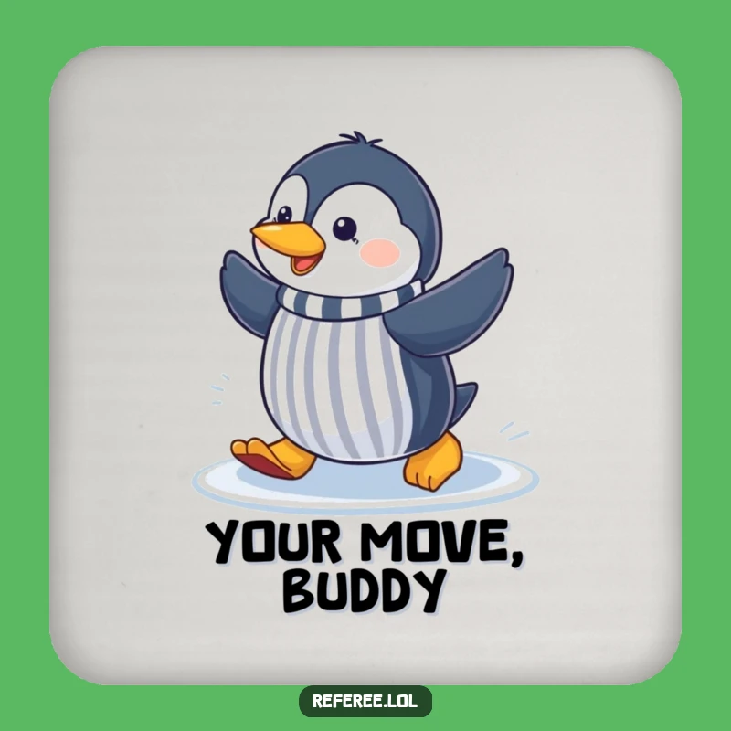 Funny Penguin Referee Drink Coaster: Hilarious Protection with a Sports Flair