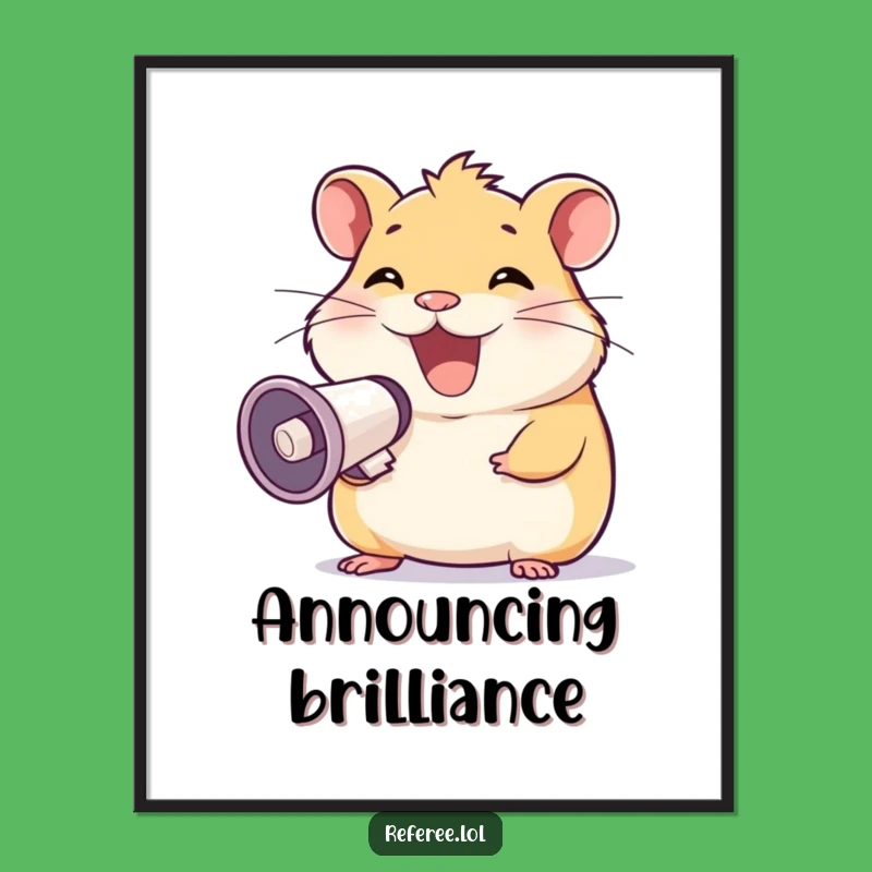 Funny Hamster Megaphone Grin Poster - Loud Wall Art and Hilarious Gift!