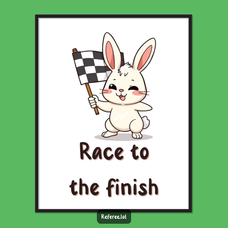 Funny Bunny Race Flag Poster - Victory Vibes for Your Walls