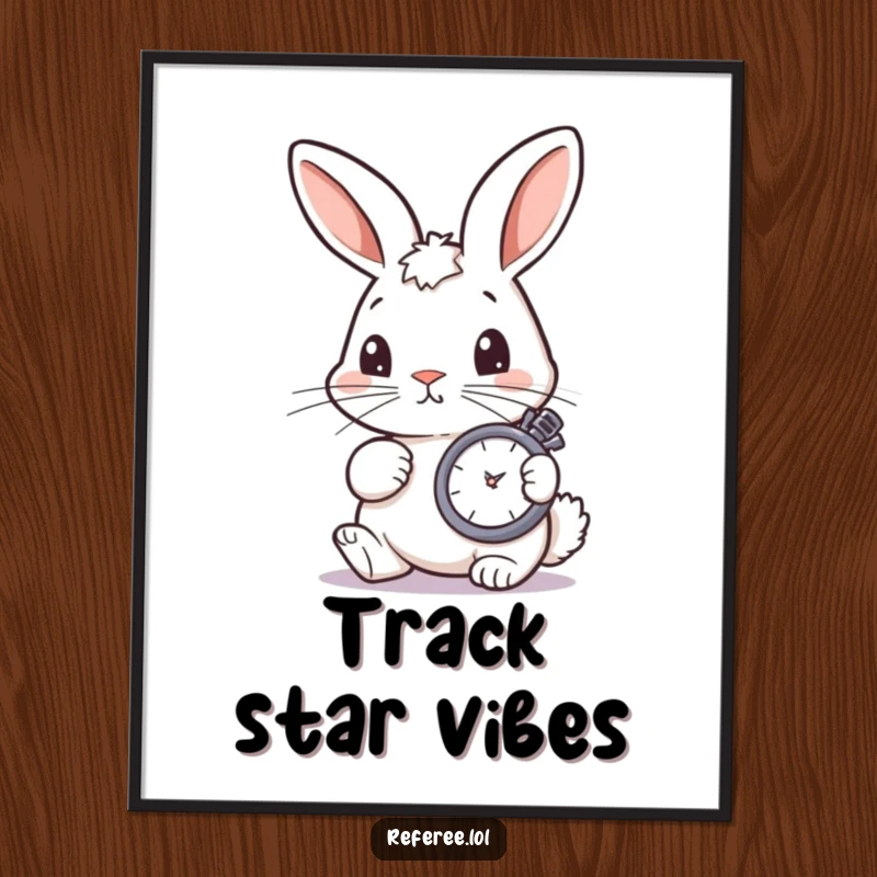 Funny bunny intently checking a stopwatch, capturing a moment of focused humor, as funny wall art.