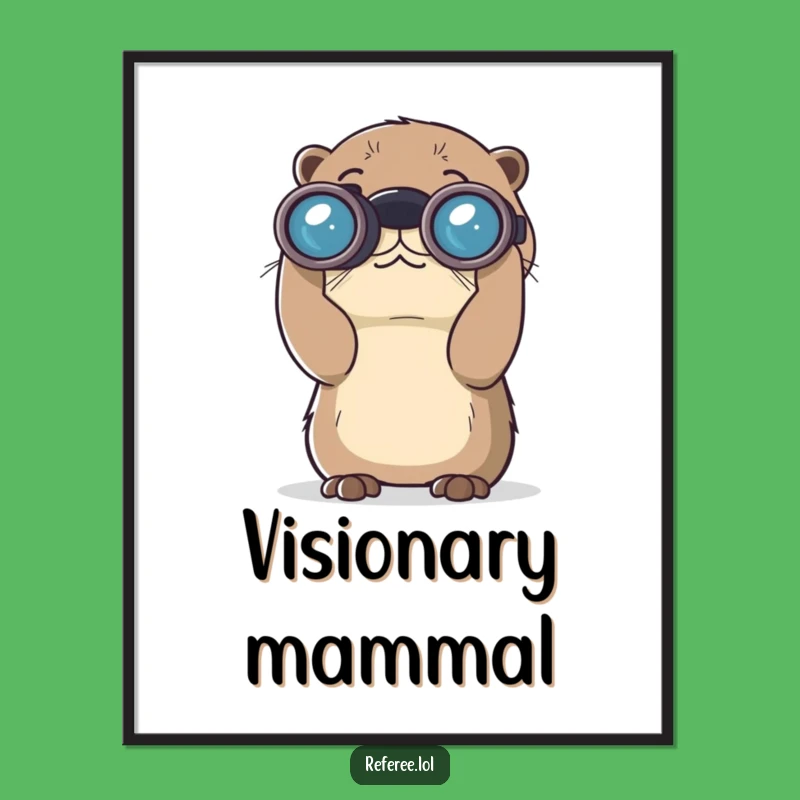 Funny Curious Otter Binoculars Poster - Whimsical Wall Art and Nature Gift Idea