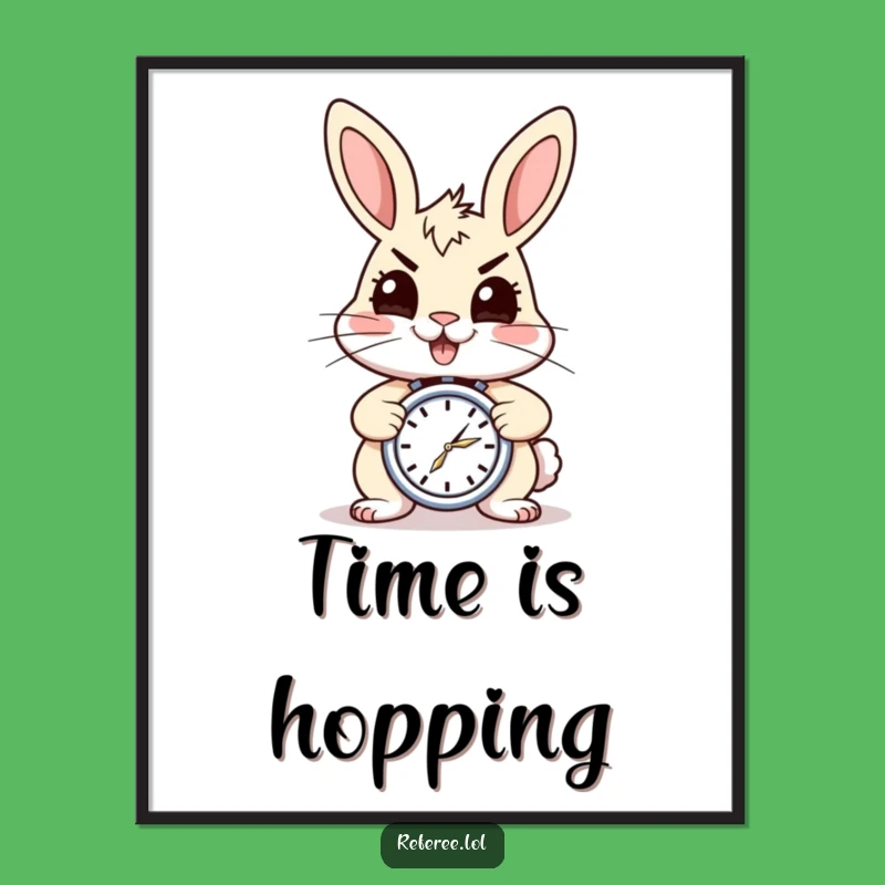 Funny Energetic Rabbit Stopwatch Poster - Dynamic Wall Art and Gift Idea