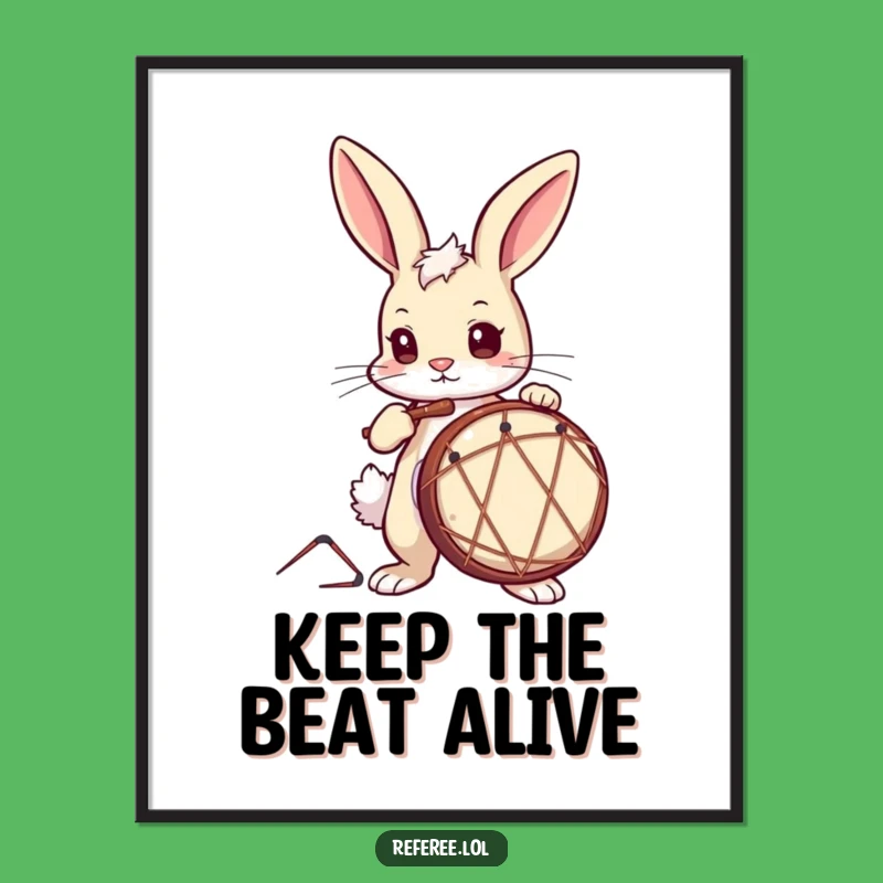 Funny Drummer Bunny Poster: Decorate Your Space with This Hilarious Musical Art