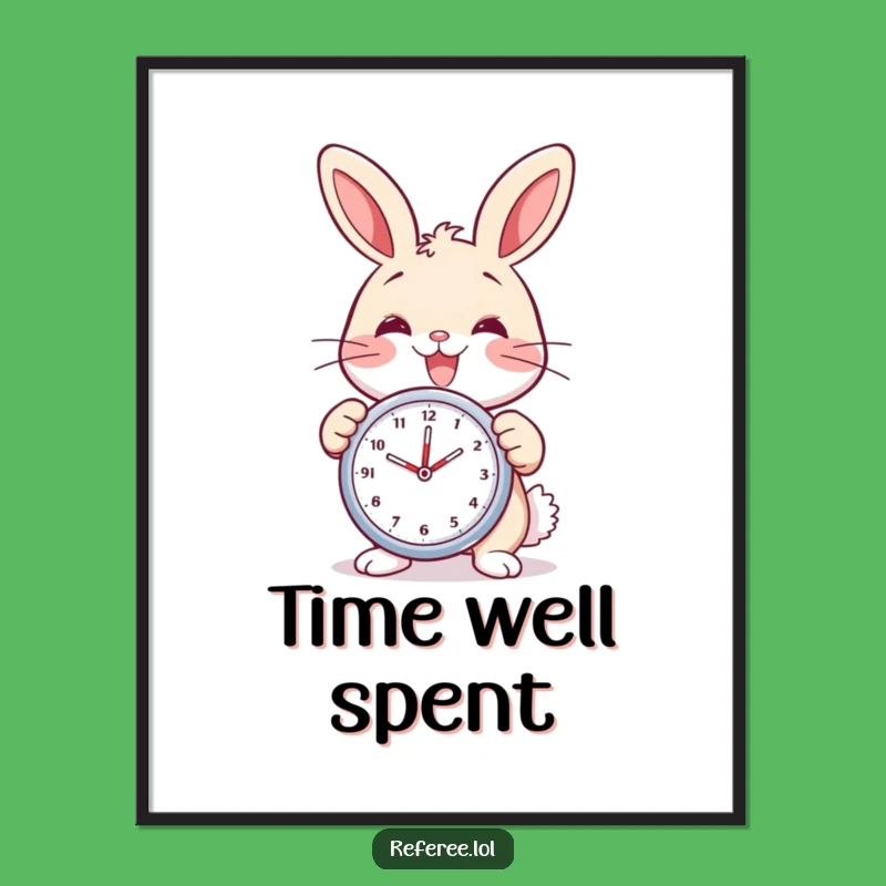 Funny Bunny Stopwatch Poster - Cheerful Timekeeping Wall Art Gift