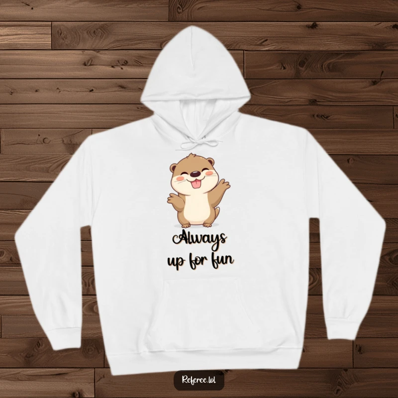Funny Otter Hoodie featuring a cheerful otter with a wide grin, offering cozy comfort and a splash of playful humor.