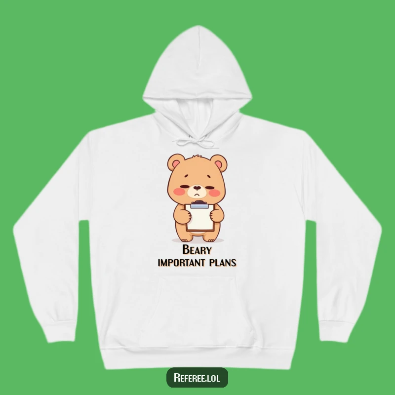 Funny Bear Clipboard Hoodie - Cozy Stern Cute Office Gear