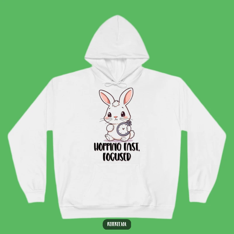 Funny Bunny Stopwatch Hoodie - Cozy & Amusing Gift for Quick Thinkers!