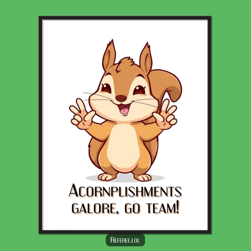 Free Printable Wall Art: Touchdown Squirrel - Humorous Sports Fan Downloadable Art