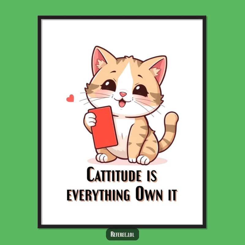 Funny Free Printable Wall Art: Cat Swatting Red Card - Quirky Downloadable Decor
