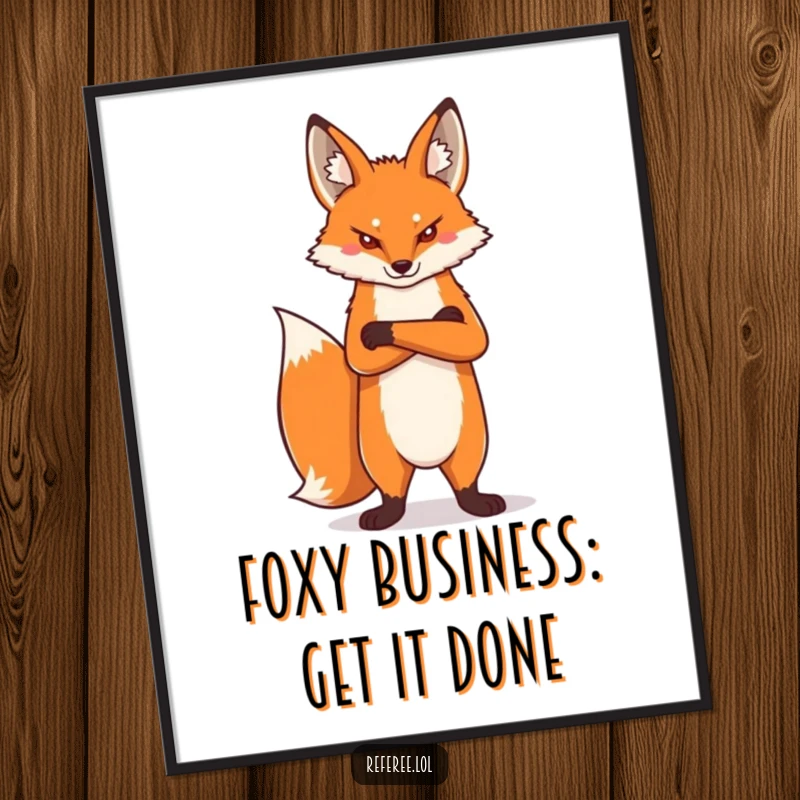 Funny Free Printable Wall Art: a proud fox standing tall, arms crossed, with a stern but amusing expression.