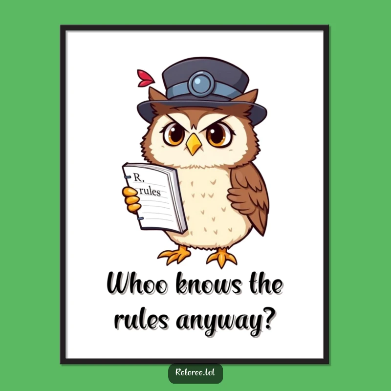 Free Printable Wall Art: Confused Owl's Rulebook Mishap - Downloadable Whimsical Decor