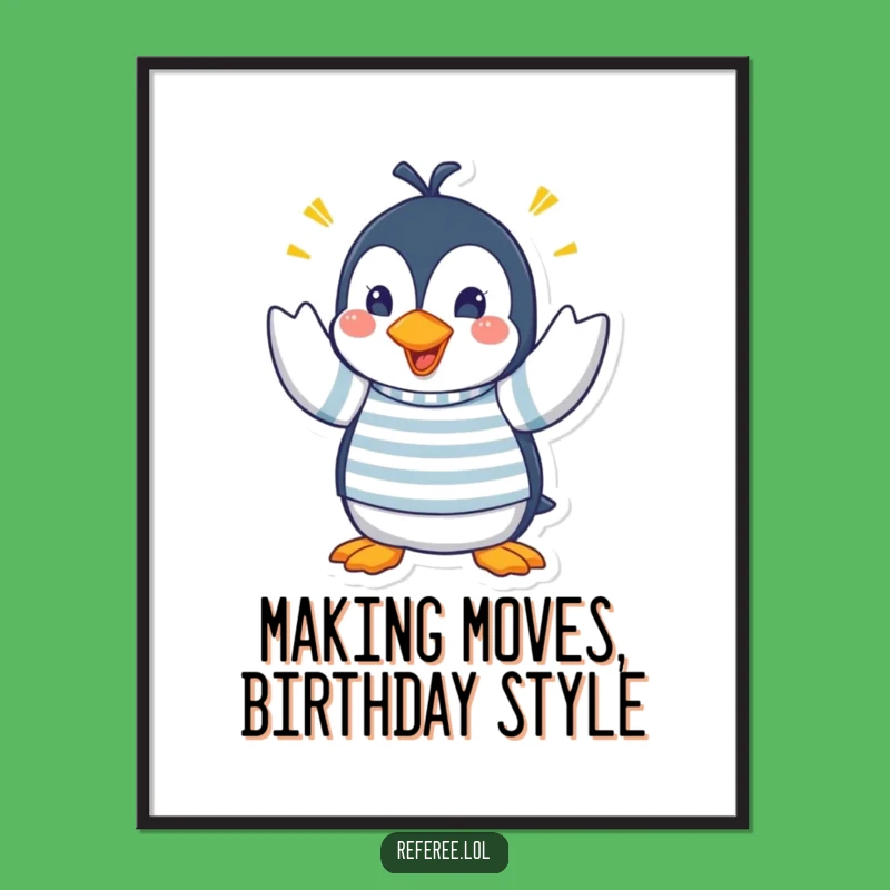 Funny Free Printable Wall Art: Penguin Frantic Signals, Quirky Downloadable Decor