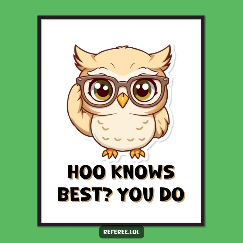 Free Printable Curious Owl Wall Art: Intense Focus Downloadable Decor